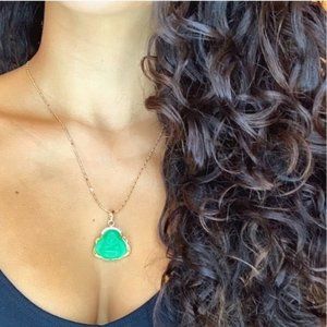 NEW Green Buddha gold pendant gold chain necklace